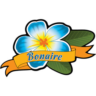 Bonaire   Blue Plumeria with banner Sticker