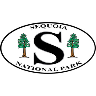 Euro Oval with 2 Trees   Sequoia  CA Euro Oval with 2 Trees Sticker