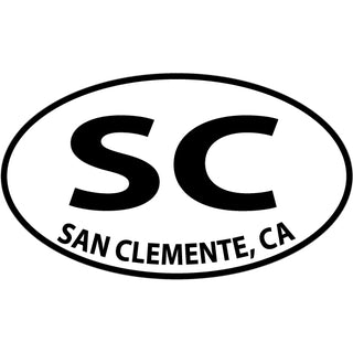 San Clemente  California   Black & White Euro Oval Sticker