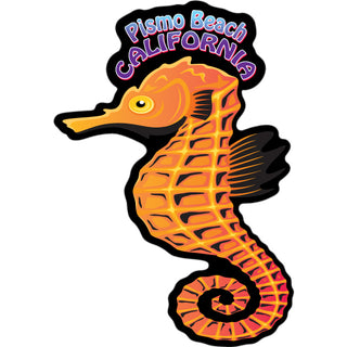 Pismo Beach  California   Orange Sea Horse Sticker