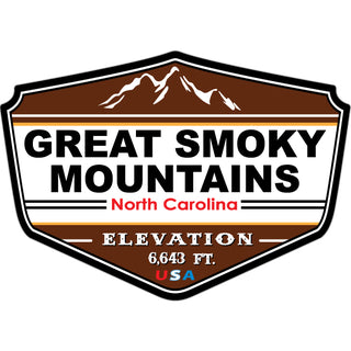 Great Smoky Mountains  NC Brown Elevation Shield Sticker