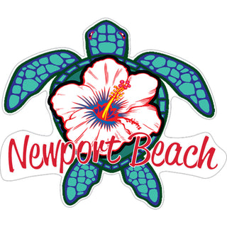Newport Beach CA Blue Turtle with White Flowers Sticker