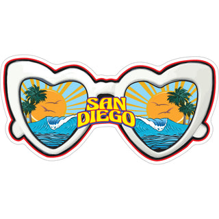 San Diego   Heart Glasses Sticker