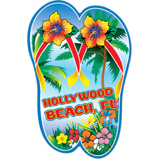 Hollywood Beach  FL   Flip Flops With Flowers Vertical Sticker