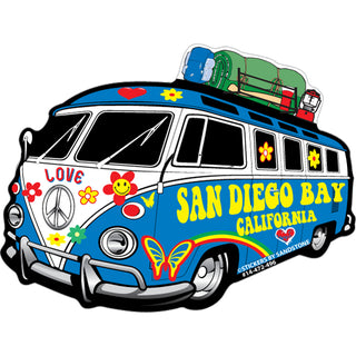 OK4 San Diego Bay  CA Hippie Bus Corner View (00472) Sticker