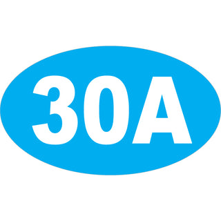 OK4 30A Euro Oval White on Light Blue Background large Sticker