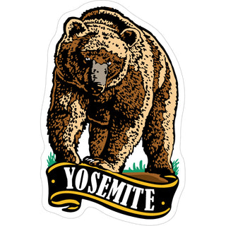 Yosemite   Walking Grizzly Bear with Banner Sticker