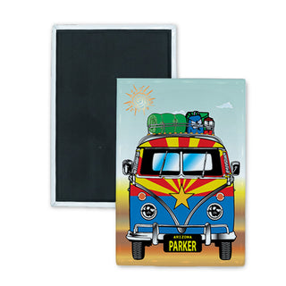 Parker  Arizona   Arizona Camping Bus Flag Rectangle Badge Magnet