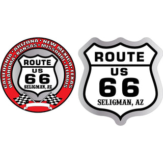 Seligman AZ Route 66 Red Rounds and Shields Digital Single Sticker