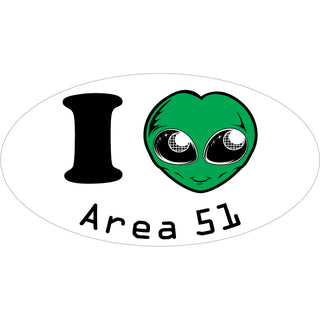 Area 51   Alien Heart Oval Sticker