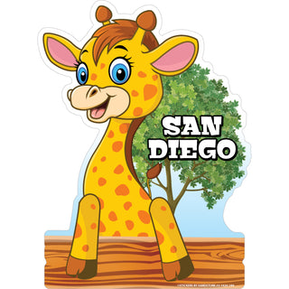 San Diego CA BABY GIRAFFE LOOKING OVER Sticker