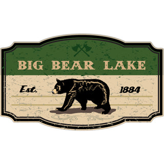 Big Bear Lake  CA Green Sign w Bear est. 1884 Sticker