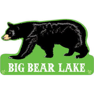 Big Bear Lake  CA Black Bear Walking w Green BG Sticker