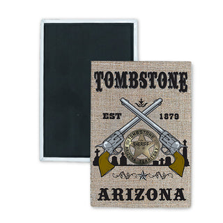 Tombstone Crossing Pistols Rectangle Badge Magnet