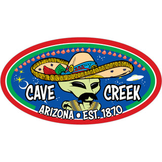 Cave Creek  Arizona est. 1870   Mustache Alien Sticker