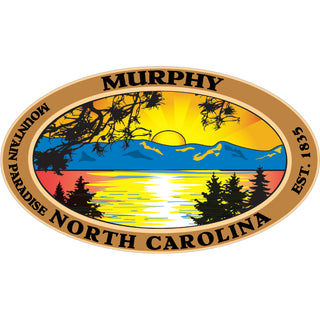 MURPHY NC Mountain Lake Sunset Oval Sticker
