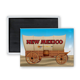 New Mexico   Covered Arrow Wagon Rectangle Badge Magnet