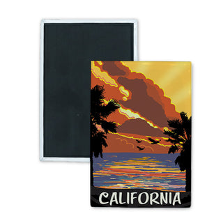 California Retro Sunset Rectangle Badge Magnet