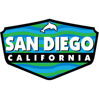 San Diego CA Blue & Green Wavy Shield Sticker