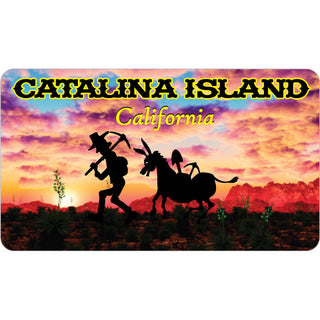 Catalina Island  California Miner & Donkey Silhouette Cloudy Sunset Sticker