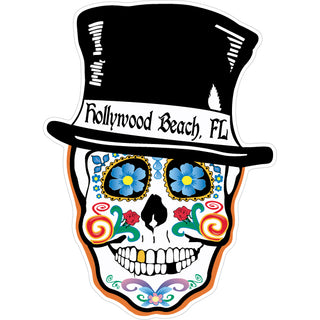 OK4 Hollywood Beach Sugar Skull With Top Hat Digital (3 00672 0242) Sticker