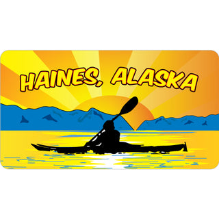 Haines Alaska AK Kayak With Mountains & Sunset Sticker