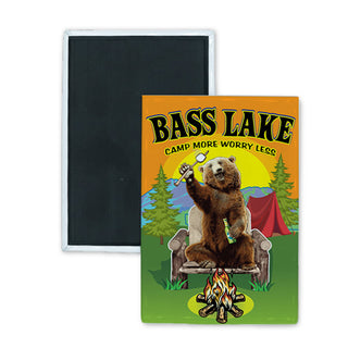 Bass Lake   Bear Camping Rectangle Badge Magnet