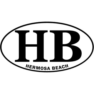 Hermosa Beach HB Black & White Euro Oval Sticker