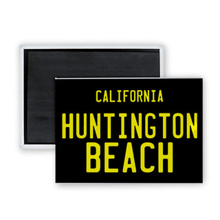 Huntington Beach  California Black License Plate Rectangle Badge Magnet