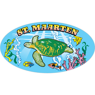 St. Maarten Turtle in the Sea oval Sticker