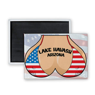 Lake Havasu Arizona   USA Flag Bikini Top Rectangle Badge Magnet