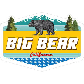 Big Bear on Gold with Teal Mountains Sticker
