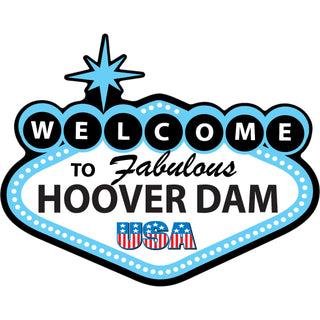 Hoover Dam   Light Blue Welcome Sign Sticker