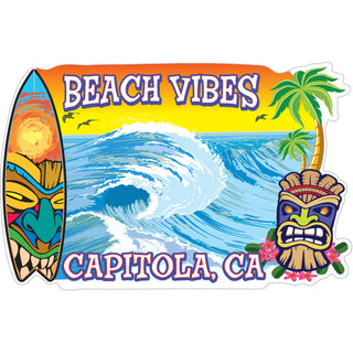 Capitola  CA   Tiki Beach Vibes Sticker