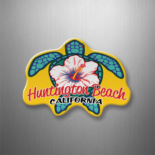 HUNTINGTON BEACH TURTLE FLOWER 3D Magnet