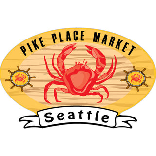 Seattle   Crab on Wood Oval Sticker