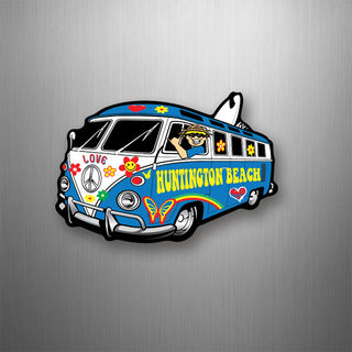 Huntington Beach Hippie Bus Surfboard Flexible Magnet