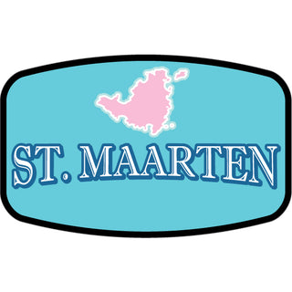 St. Maarten Pink Island on Blue Sea Sticker