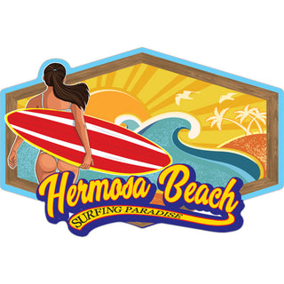 Hermosa Beach Surfer Girl Sticker