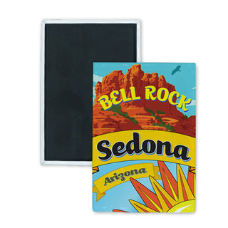 Sedona Arizona Bell Rock Sun with Banner Rectangle Badge Magnet