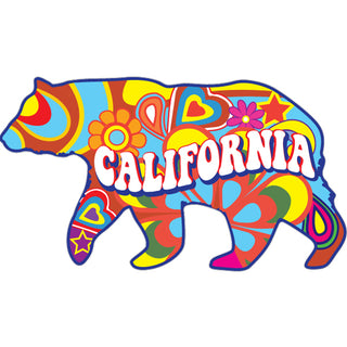California Hippie Bear Sticker