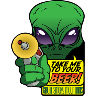OK4 Great Smoky Mountains Alien w Ray Gun Sticker