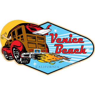 Venice Beach CA Rounded Diamond Woody Sticker