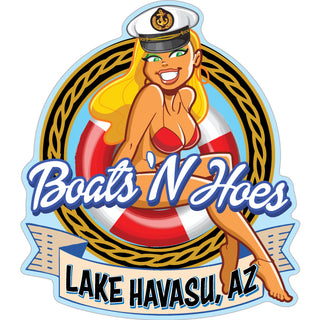 Lake Havasu  AZ   Boats N Hoes Bikini Girl Captain''s Hat Sticker