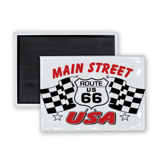 Route 66   Main Street Flags Oval Rectangle Badge Magnet
