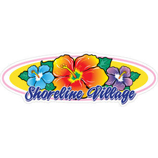 Shoreline Village CA Triple Hibiscus Sticker