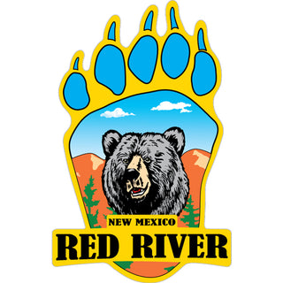 Red River New Mexico   Bear Head Bear Paw Full Color Sticker