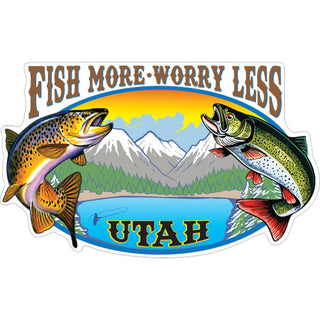 ok4 Utah Fish More Worry Less small Sticker