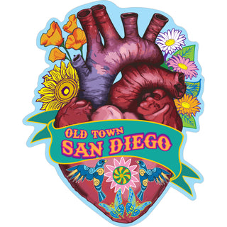 Old Town San Diego   Human Heart Flowers Sticker
