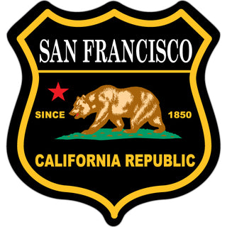San Francisco  California   Black Flag Shield Sticker